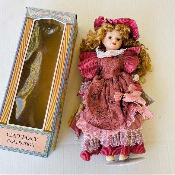 Cathay Collection Antique Porcelain Doll in Box Brand New with Stand 15” - Picture 2 of 13